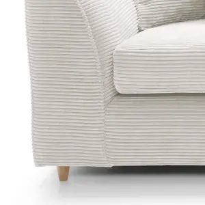 Jumbo White Cord 3 Seater Sofa for Living Room with Thick Luxury Deep Filled Cushioning