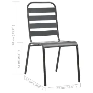 Berkfield Outdoor Chairs 4 pcs Slatted Design Steel Dark Grey