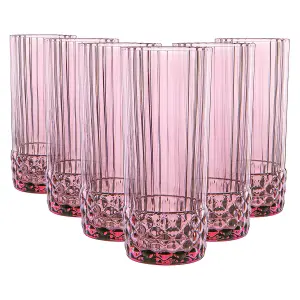 Bormioli Rocco - America '20s Highball Glasses - 400ml - Lilac Rose - Pack of 6