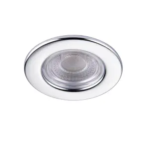 GoodHome Drexler Chrome effect Fixed LED Fire-rated Warm white Downlight IP65, Pack of 10