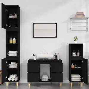 Berkfield Sink Cabinet Black 80x33x60 cm Engineered Wood