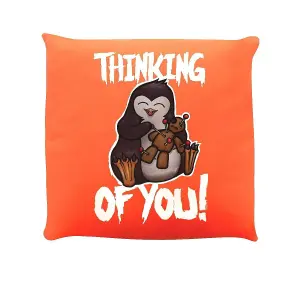 Psycho Penguin Thinking Of You Cushion Orange (One Size)