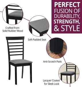 Hallowood Furniture Ledbury Wooden Chair with Fabric Seat Pad in Black Finish (Pair)