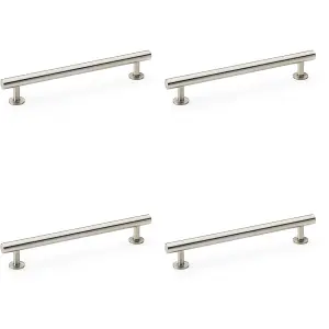 4 PACK - Round T Bar Pull Handle - Satin Nickel - 160mm Centres SOLID BRASS Drawer Door