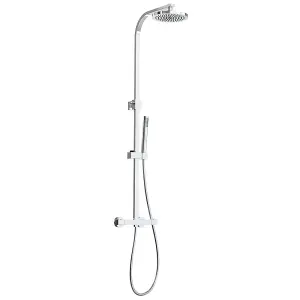 SunDaze Bathroom Chrome Thermostatic Shower Mixer Round Twin Head Exposed Valve Set