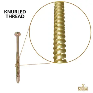 SEQUAL Hyper Drive Wood Screws, Self Countersinking Head, With Knurled Thread, M6x90mm (Box of 100)