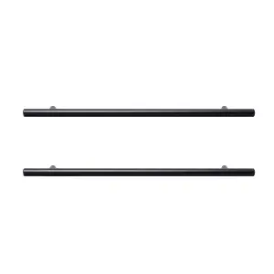 GoodHome Annatto Matt Black Kitchen Cabinet Bar Pull Handle (L)33.6cm (D)32mm, Pack of 2