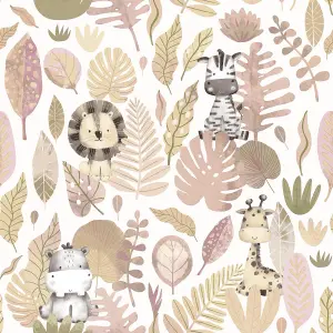 Galerie Little Explorers 2 Pink Savannah Jungle Wallpaper Roll