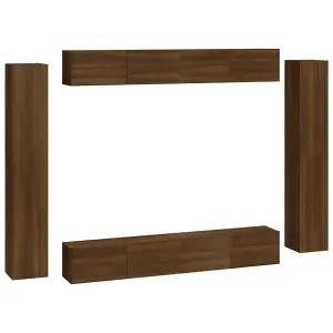 Berkfield 8 Piece TV Cabinet Set Brown Oak Engineered Wood