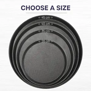 28cm Non-Slip Round Serving Tray Rubberized Black Tray for Food & Drinks Heat Resistant, Dishwasher Safe for Parties & Home Use