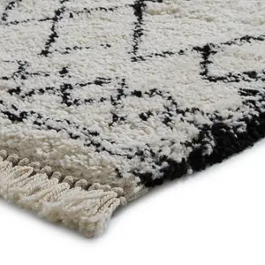 Black/White Rug, Abstract Geometric Rug, Moroccan Modern Kilim Rug for Bedroom, LivingRoom, & DiningRoom-200cm X 290cm