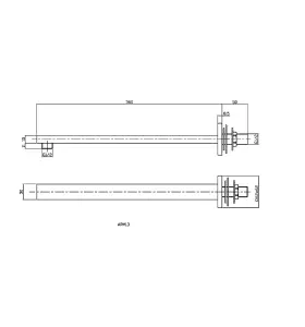 Rectangular Wall Mount Shower Arm - Brushed Brass - 360mm