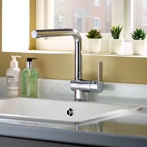 Deva Ethos Single Lever Modern Mono Kitchen Sink Mixer Tap With Chrome Finish Swivel Spout - Easy Use Deck Mount Taps