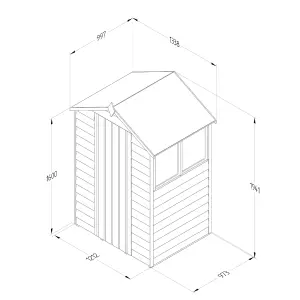 Forest Garden Overlap 4x3 ft Apex Wooden Shed with floor & 2 windows