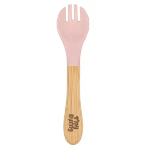 Bamboo Baby Weaning Fork with Silicone Tip - Pastel Pink