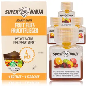 Super Ninja Fruit Fly Trap - 4 Traps - Highly Effective Ecological Fruit Fly Traps Indoor -  Fruit Fly Killer