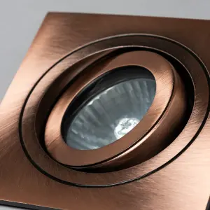 Litecraft 2 Pack Copper 1 Lamp Modern IP65 Square Tiltable Bathroom Downlights