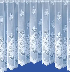 Floral Design Net Lace Curtain Jardiniere with Elevated Base 254cm width x 114cm drop