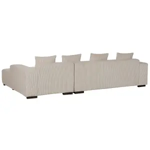 Corner Sofa with Ottoman LUNGO Beige Corduroy Left Hand