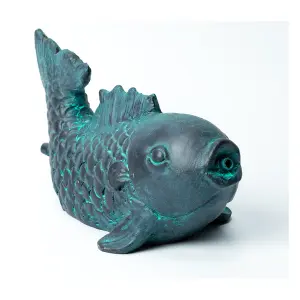 Primrose Blue Fish Pond Spitter Fountain Ornament Statue H10cm