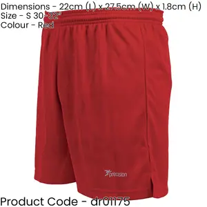 S ADULT Elastic Lightweight Football Gym Training Shorts - Plain RED 30-32"