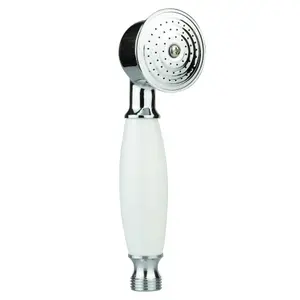 Traditional Hand Held Bathroom Shower Handset with Chrome Head & Ceramic Handle