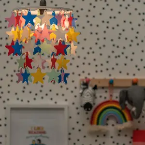 ValueLights Children's Bedroom Nursery Multi-Coloured Stars Ceiling Pendant Light Shade