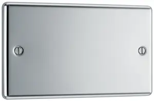 GoodHome Chrome 2 gang Double Blanking plate