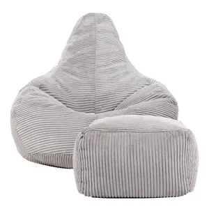 icon Dalton Corduroy Recliner Bean Bag Chair & Footstool Grey