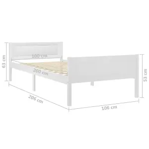 Berkfield Bed Frame Solid Pinewood White 100x200 cm