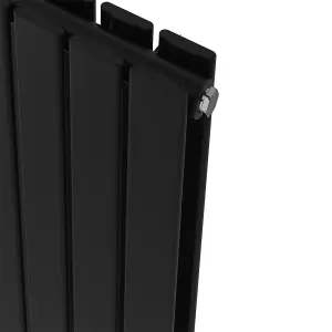 Right Radiators 1600x408 mm Vertical Double Flat Panel Designer Radiator Black