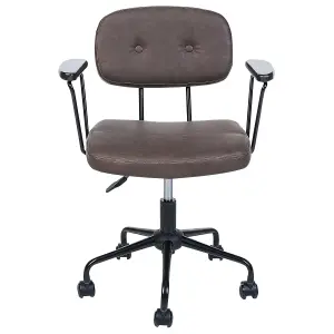 Desk Chair Faux Leather Dark Brown ALGERITA