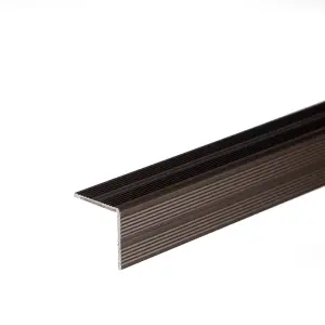 Self-adhesive anodised aluminium anti non slip stair edge nosing trim 900mm x 25mm x 25mm A40 brown