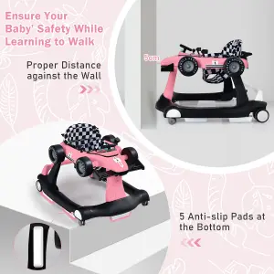 Costway 4-in-1 Foldable Baby Walker Activity Push Walker w/ Adjustable Height & Speed