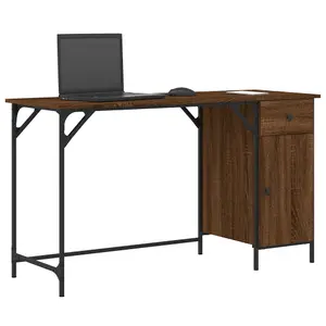 Berkfield Computer Desk Brown Oak 131x48x75 cm Engineered Wood