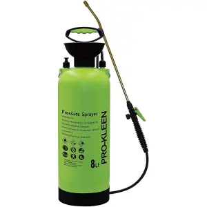 Pro-Kleen Garden Pressure Pump Sprayer Manual Action 8L With Brass Lance and 2 x Spare Seal Kits