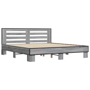 Berkfield Bed Frame without Mattress Grey Sonoma 180x200 cm Super King