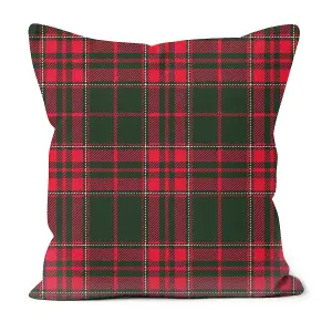 Printed Faux Suede Christmas Tartan Cushion 60cm x 60cm