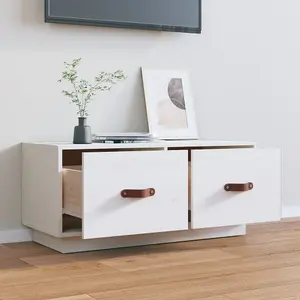 Berkfield TV Cabinet White 80x34x35 cm Solid Wood Pine