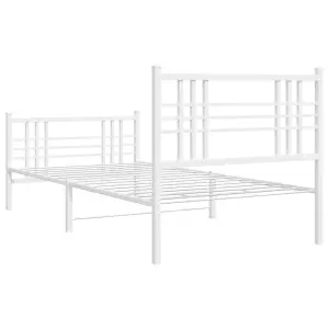 Berkfield Metal Bed Frame without Mattress with Footboard White 90x200cm