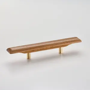 Solid Oak & Brass Handle - Stourbridge 200mm Light Oak