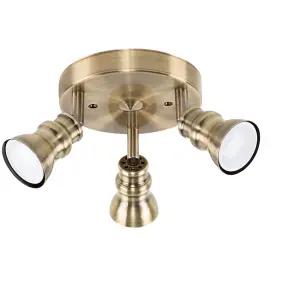 ValueLights Trad Gold Ceiling Bar Spotlight and GU10 Spotlight LED 5W Cool White 6500K Bulbs