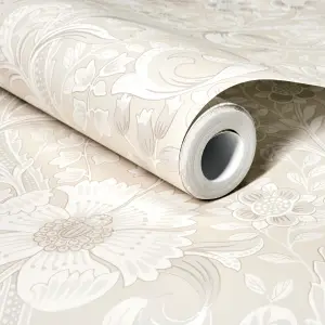 Grandeco Boutique Traditional Floral Trail PVC-free Eco Wallpaper, Off White