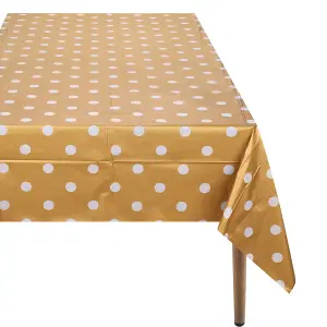 Neel Blue 54"x108" Plastic Tablecloth with Polka Dot Disposable Table Cover - Gold