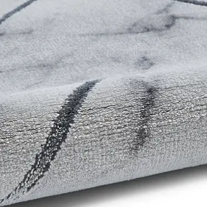 Ivory Silver Abstract Modern Easy to Clean Bedroom Dining Room And Living Room Rug -160cm X 220cm