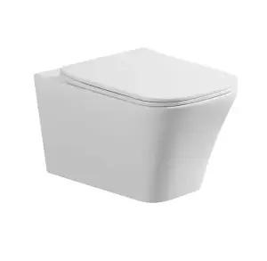 Square Back To Wall BTW Toilet Soft Close Seat Free Pan Fixing Kit