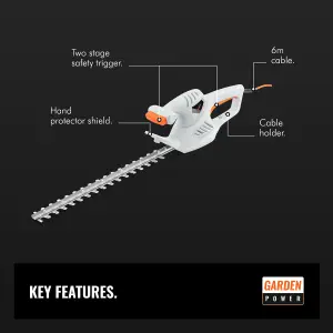 VonHaus Electric Hedge Trimmer, 41cm Blade Length - Bush Cutter with 450W Power, Protective Cover, Safety Trigger & 6m Power Cable