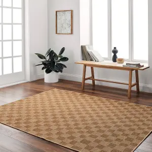 SIDDHI In- /Outdoor Jute-Look Checkered Area Rug 160 x 213 cm