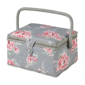 Hobby Gift MRM/190 - Beautiful Bloom Print Med Sewing Basket - 18.5x26x15cm