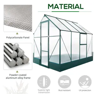 Outsunny Walk-in Greenhouse Garden Polycarbonate Aluminium w/ Smart Window 6x8ft